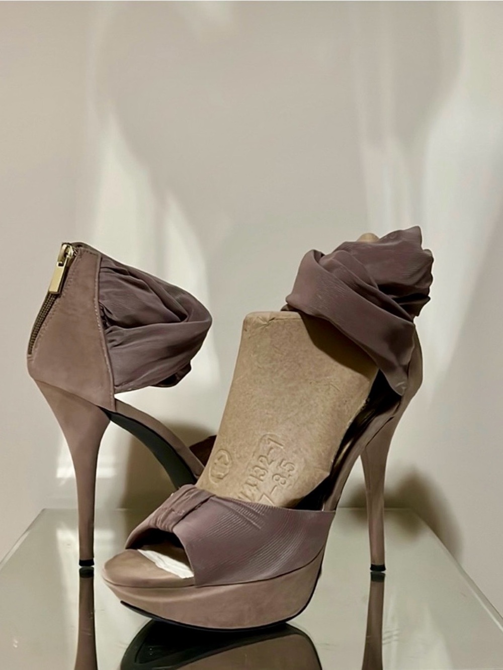 High Heel Platform Sandals in Tan - Women's Designer Style